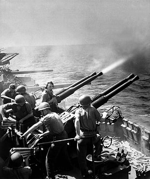 grayscale photo of World War II
