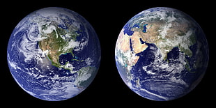two illustration of Earth HD wallpaper