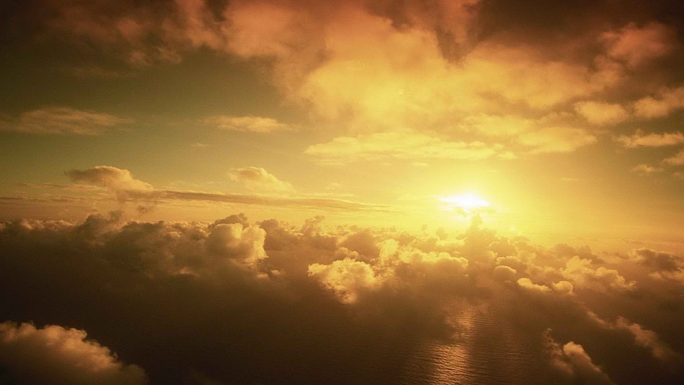 white clouds and sun, clouds, sky, nature, lighthouse HD wallpaper