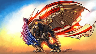 red, blue, and brown droid eagle illustration, BioShock Infinite, video games, Songbird (BioShock)