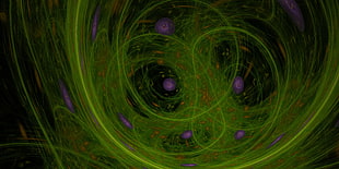 green and purple abstract artwork