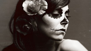 grayscale photography of woman