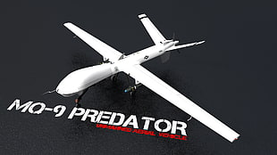 white MO-9 Predator airplane, UAVs, General Atomics MQ-9 Reaper, military, drone