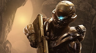 Halo 5: Guardians digital wallpaper, Halo 5, video games, Spartans, armor