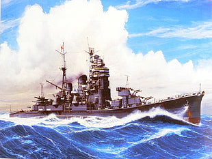 gray battle ship digital wallpaper, ship, Destroyer, World War II, Japan