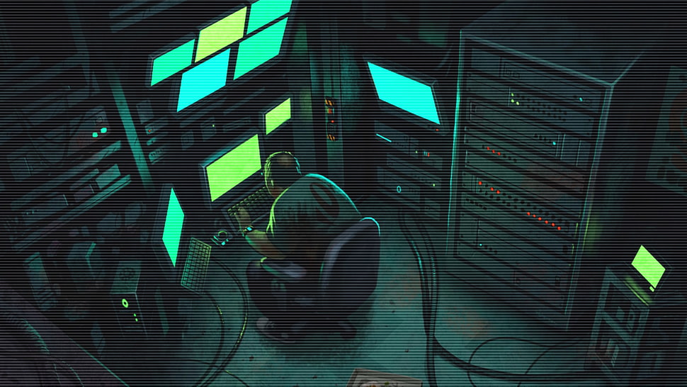 men's gray t-shirt illustration, hacking, computer HD wallpaper