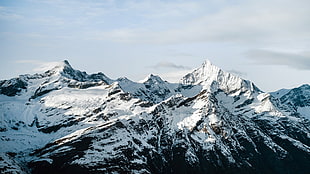 white and gray mountain, mountains, landscape, snow, snowy peak HD wallpaper