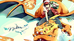 Pokemon Ash, Pikachu, and Charizard poster