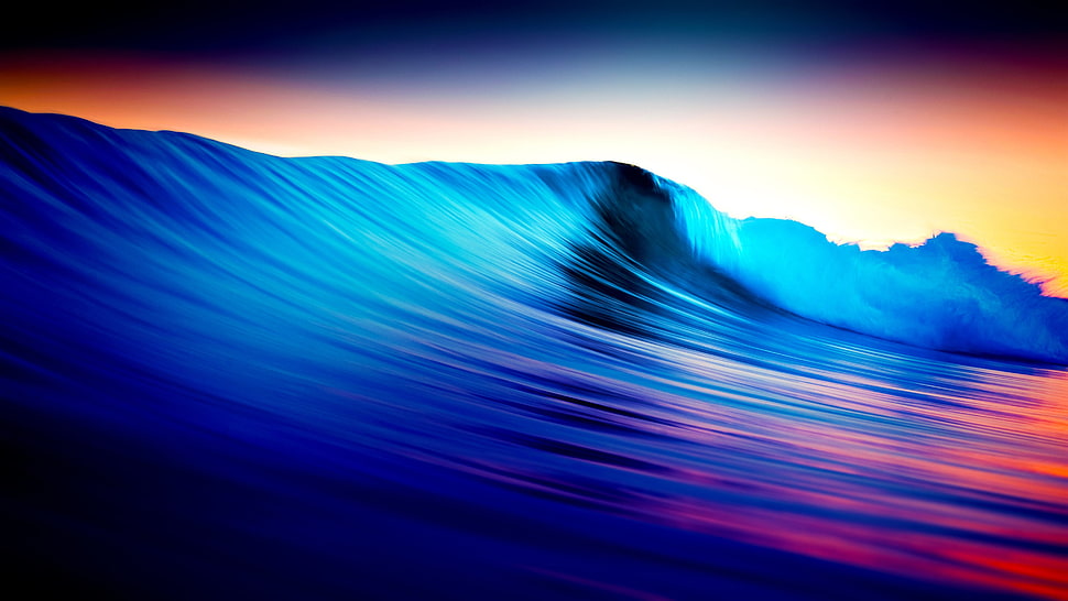 blue and red wave photography HD wallpaper