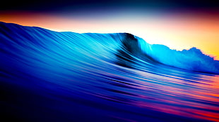 blue and red wave photography