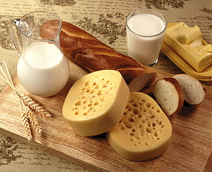 Cheese,  Milk,  Bread,  Food HD wallpaper