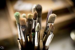 paint brush kit, makeup brush, blurred HD wallpaper