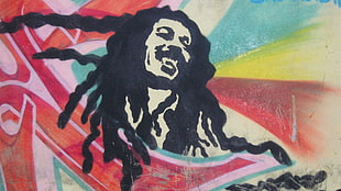Bob Marley painting on white wall