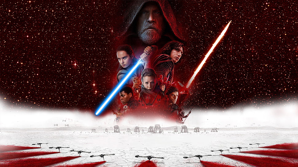 Star Wars digital wallpaper, Star Wars: The Last Jedi, Rey (from Star Wars), Luke Skywalker, Princess Leia HD wallpaper