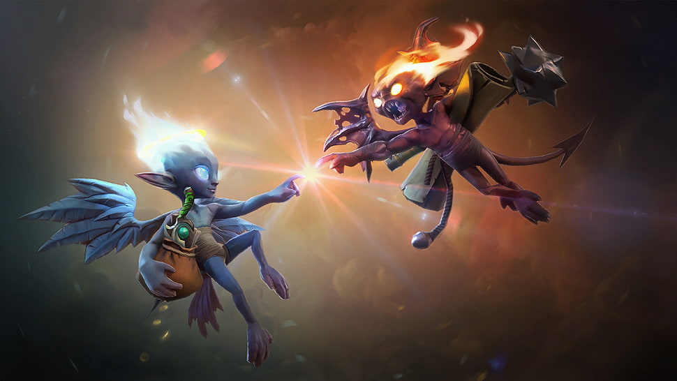 two black and white fish, Dota 2, Loading screen HD wallpaper