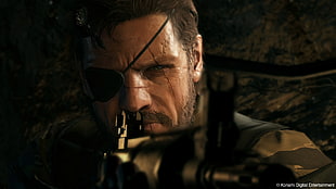 man holding assault rifle game wallpaper, Metal Gear, Metal Gear Solid V: The Phantom Pain