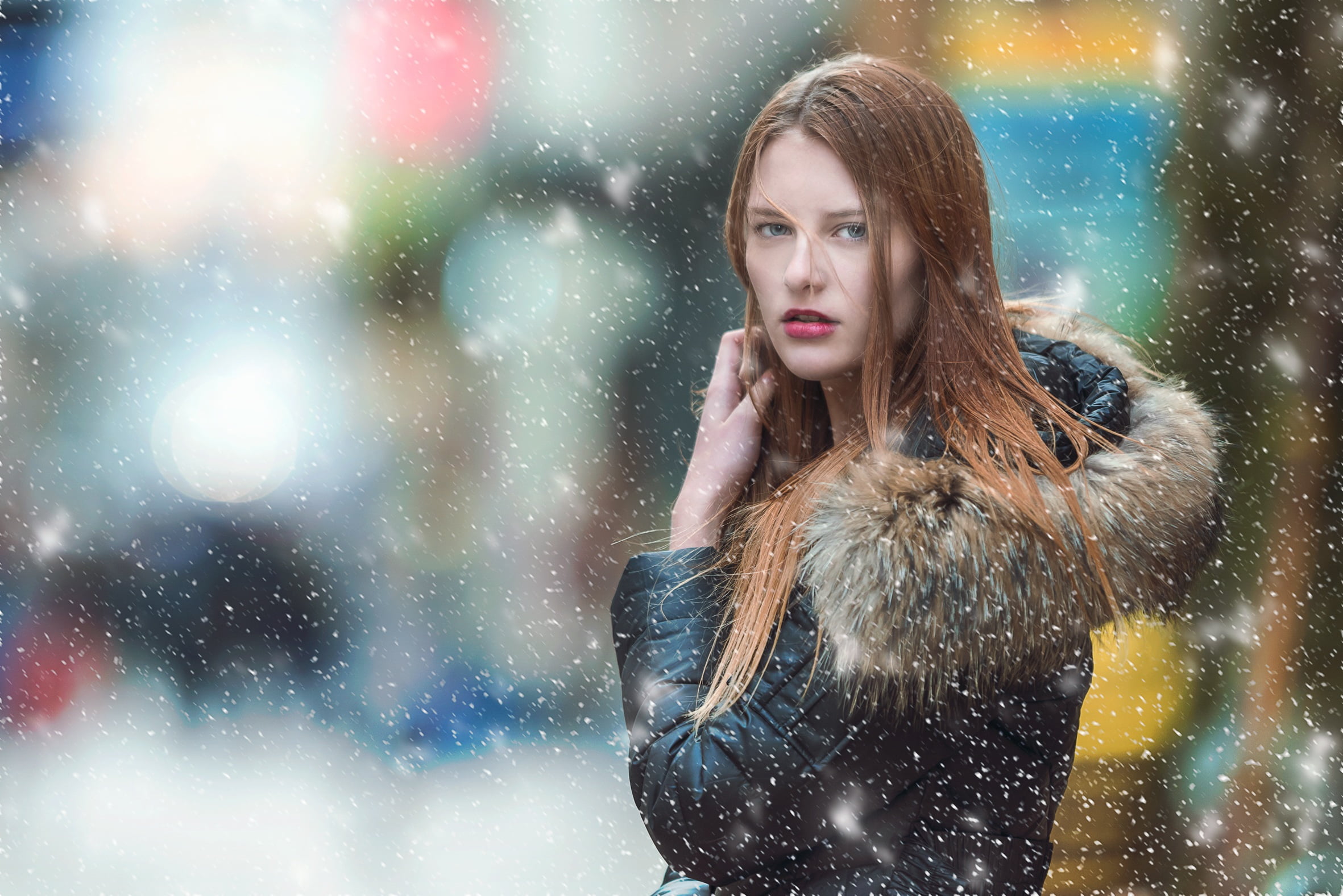 woman wearing black and brown furry hoodie