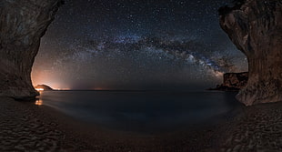 landscape photo of water and starry sky, landscape, nature, starry night, Milky Way