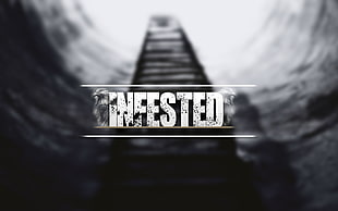 Infested text, typography, digital art, blurred