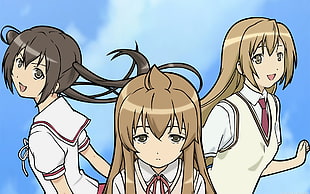 three women anime characters HD wallpaper