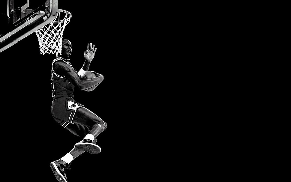 Michael Jordan with basketball ring HD wallpaper