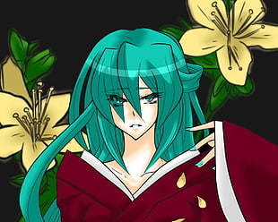 green haired woman anime character