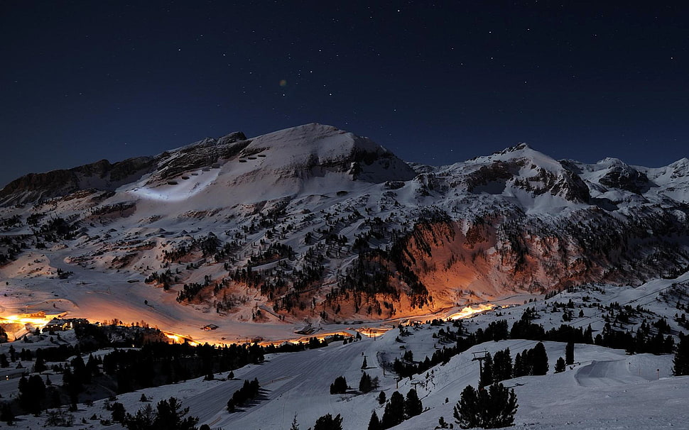 mountain alps during night HD wallpaper