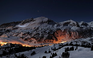 mountain alps during night