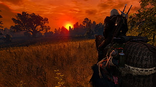 MMORPG digital wallpaper, The Witcher 3: Wild Hunt, Geralt of Rivia, Nvidia Ansel, looking into the distance HD wallpaper