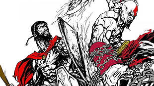 Kratos cartoon illustration, comics, 300, Leonidas, Kratos