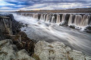 River Surrounded by mountain, selfoss HD wallpaper