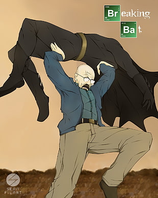 Breaking Bat Walter White carrying Batman illustration