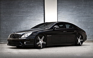 black Mercedes-Benz sedan, Mercedes CLS 55 AMG , black, car HD wallpaper