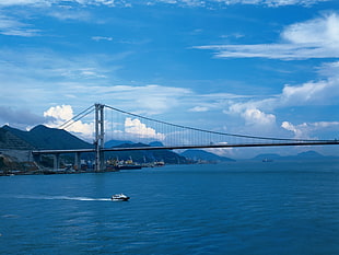 Golden State bridge under cloudy sky HD wallpaper