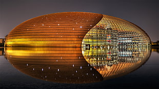 brown and gray glass building museum, architecture, modern, stadium, China HD wallpaper
