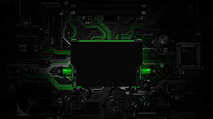 black and green computer motherboard, technology, digital art