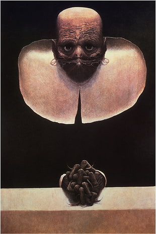 optical illusion art, Zdzisław Beksiński, drawing