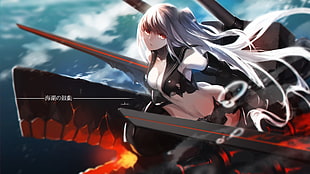 white haired female anime character, Kantai Collection, Aircraft Carrier Hime , swd3e2, torn clothes HD wallpaper
