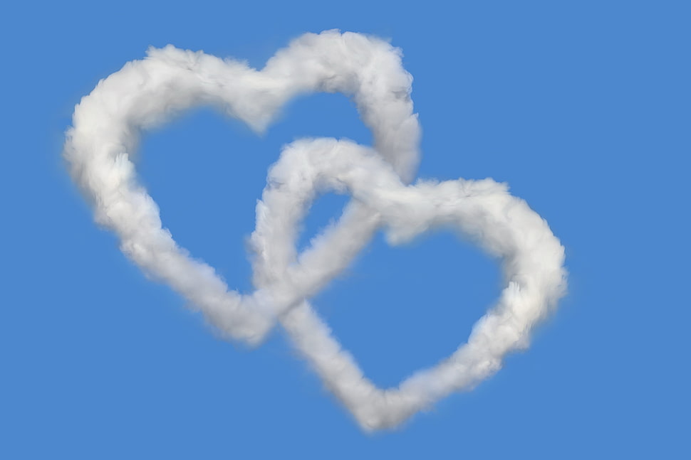 two heart-shaped smokes HD wallpaper