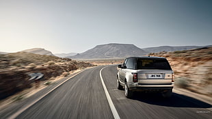 silver Land Rover Range Rover SUV, Range Rover, road, silver cars, vehicle