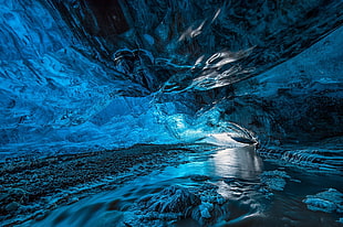 river water, ice, cave