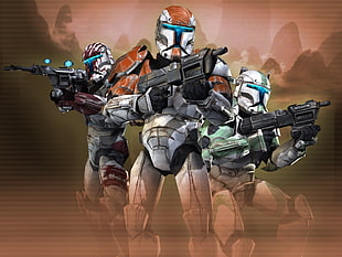 white and orange soldiers anime, Star Wars, special forces