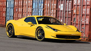 yellow coupe, Ferrari 458, supercars, Ferrari, yellow cars