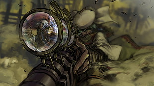 person holding Sniper Rifle 2D illustration HD wallpaper