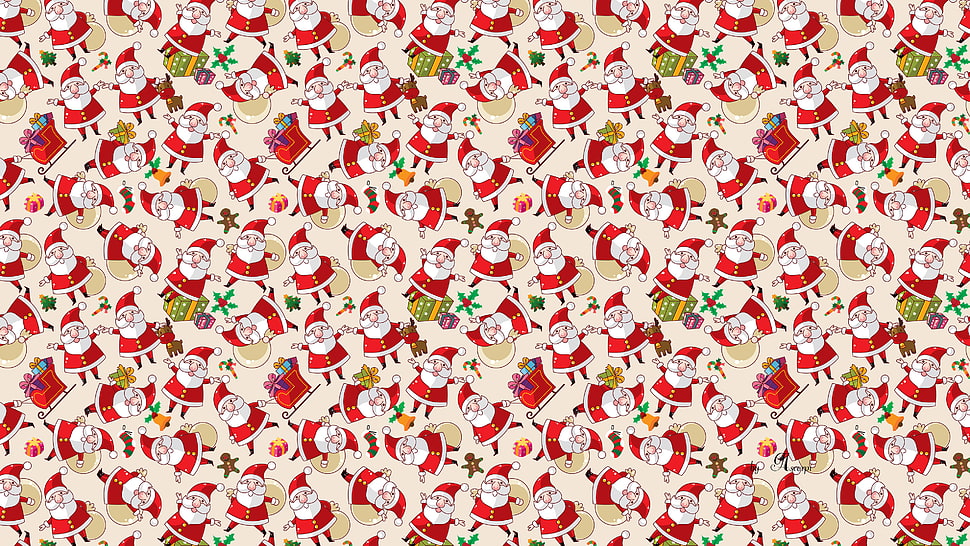 Santa Clause sticker lot HD wallpaper