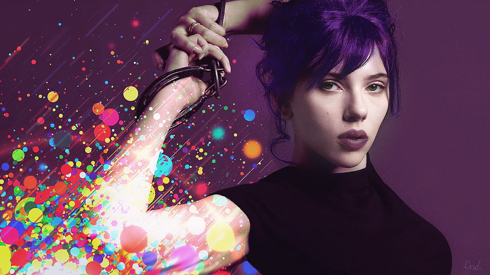 Scarlet Johansson, Scarlett Johansson, abstract, purple, celebrity HD wallpaper
