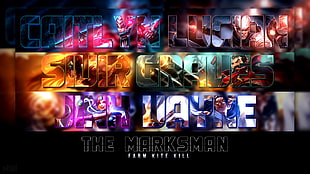 The masksman text overlay, Jinx (League of Legends), Sivir, Lucian (League of Legends), Caitlyn (League of Legends)