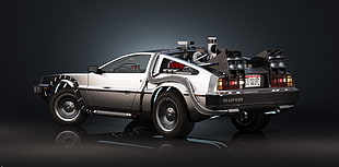 gray sports coupe, Back to the Future, science fiction, DeLorean, movies