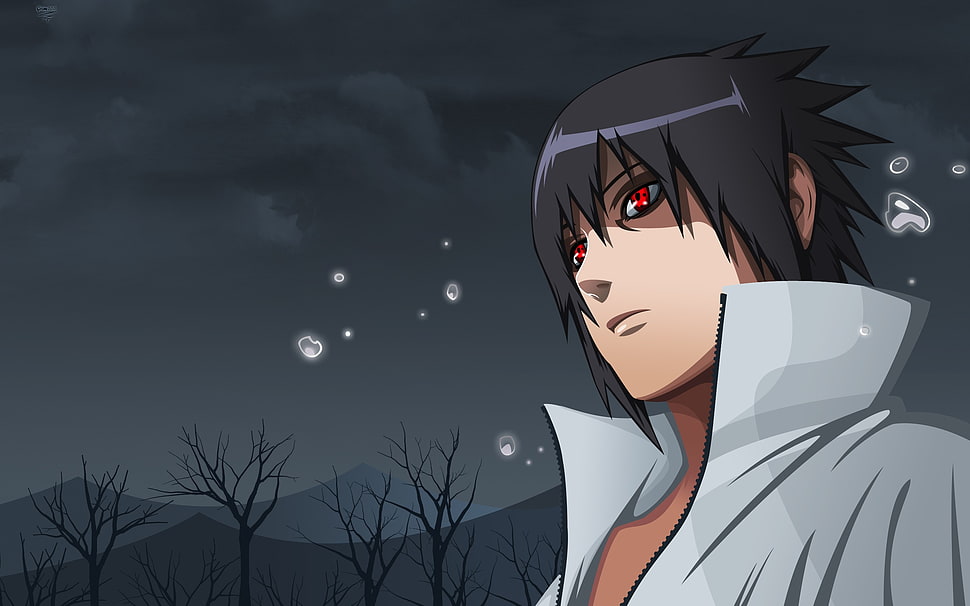 Uchiha Sasuke, Uchiha Sasuke, red eyes, closeup, Naruto Shippuuden HD wallpaper