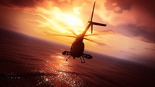 black helicopter, Grand Theft Auto V, Grand Theft Auto Online, Rockstar Games, helicopters HD wallpaper